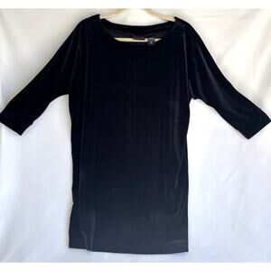 New York & Co. Women's Black Velvet 3/4 Sleeve Velvet Stretch Tunic Dress size M